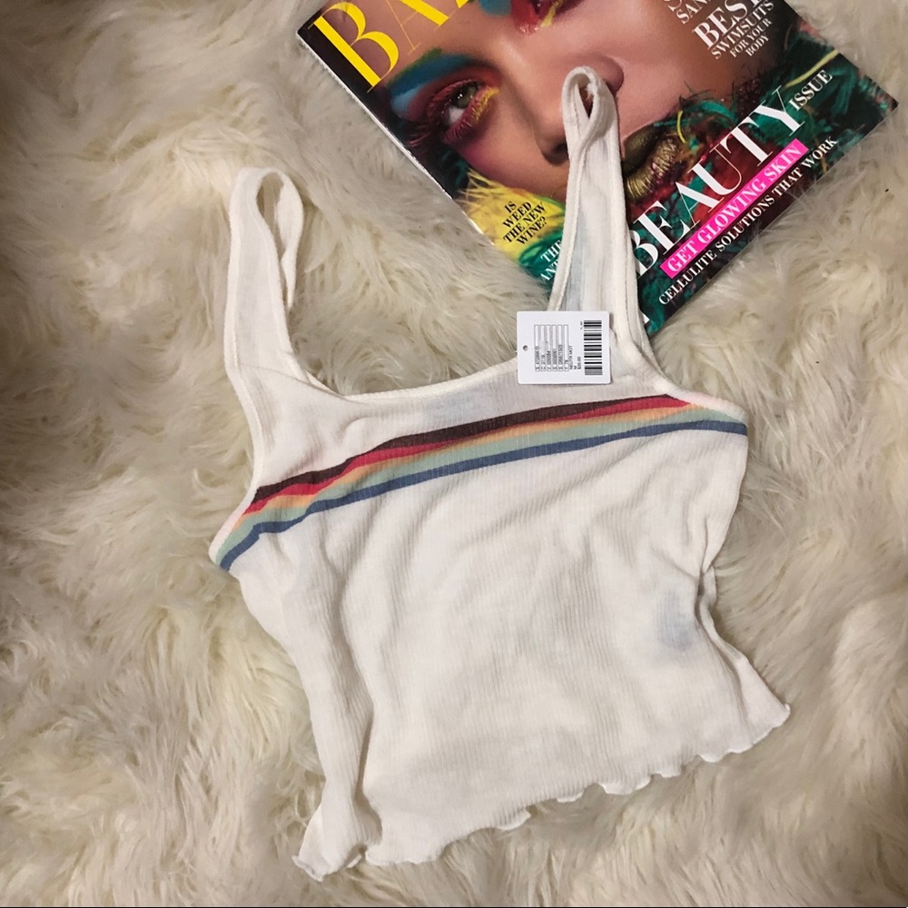 urban outfitters rainbow stripe crop top tank thin